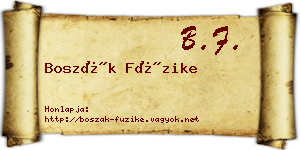 Boszák Füzike névjegykártya